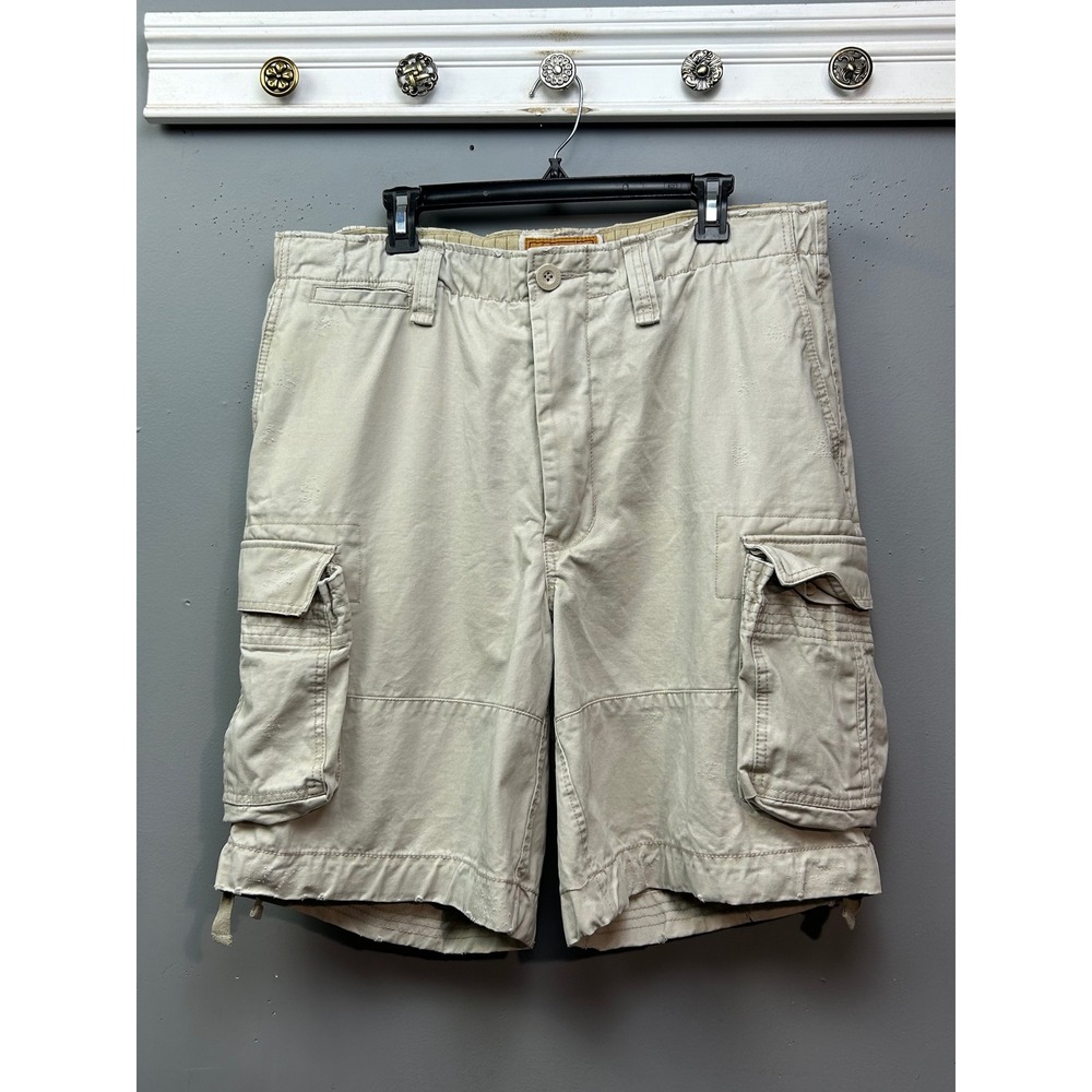 Trailer Cargo Shorts Mens 36 Tan Khaki Cotton Relaxed Multi-Pocket Rugged 16418